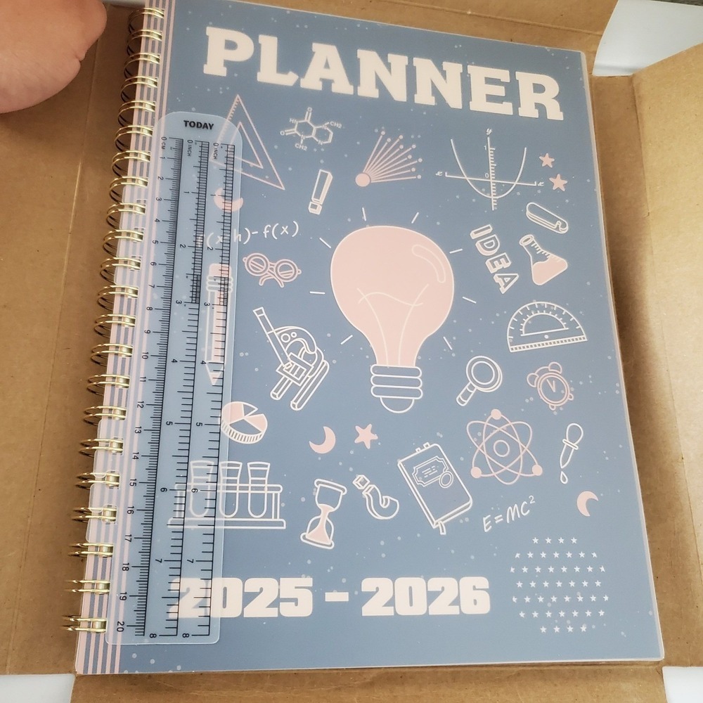 2025-2026 Academic Planner Spiral Bound Weekly Monthly w/ Stickers Blue Science